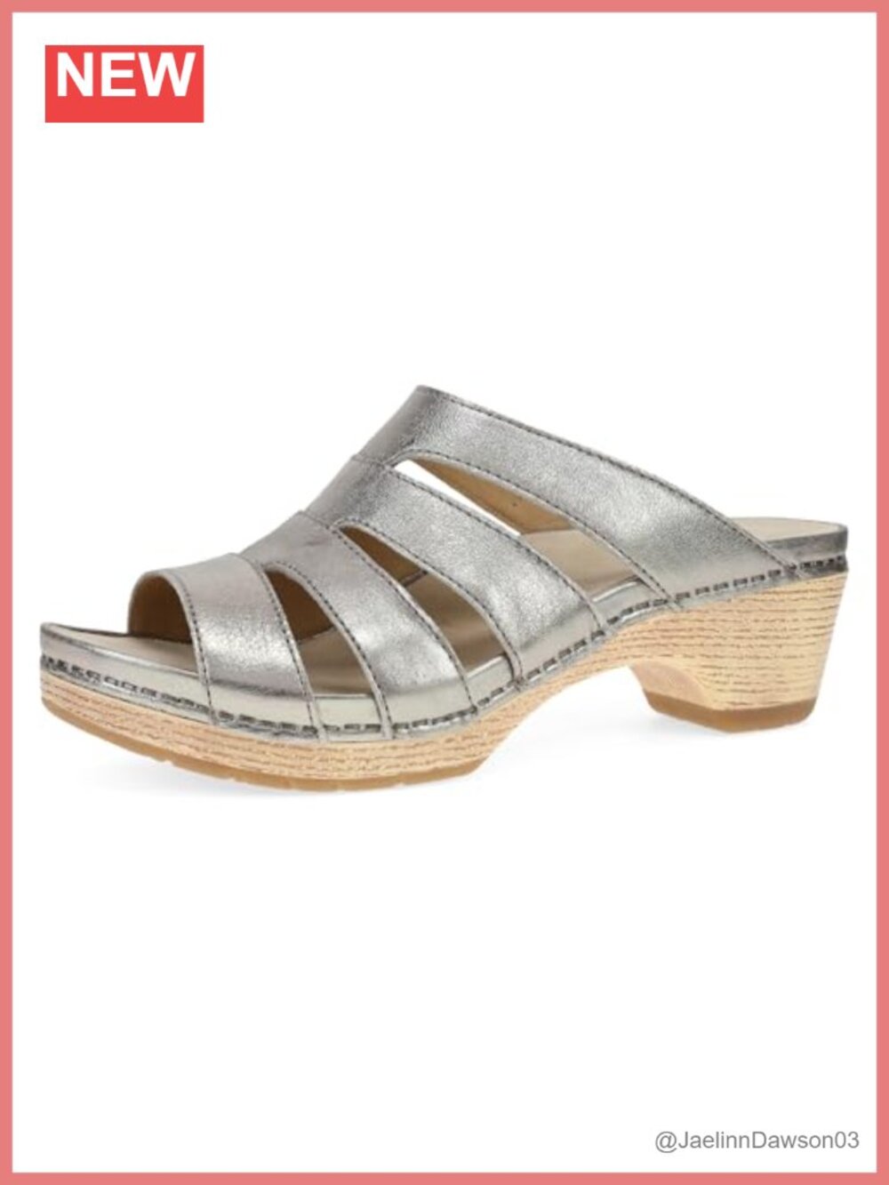 Dansko Women's Lyndi Slide Sandals Leather Metallic Platform Slip On Comfort